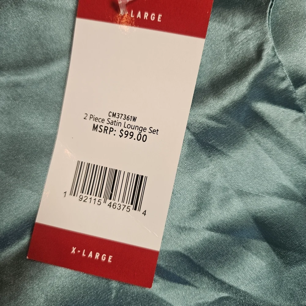 BB Dakota Teal Green 2 Piece Satin Lounge‎ Set NWT Size XL